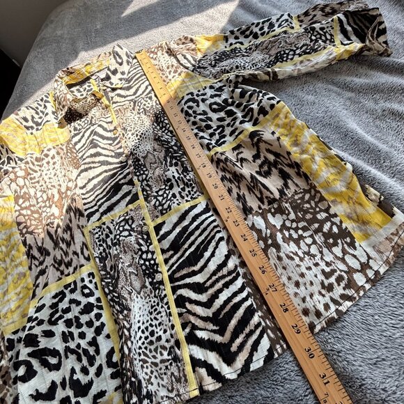 Allison Daley Top Plus Size 2X Patchwork Animal Button Up Lace Boho Chic 18653 - Picture 5 of 8